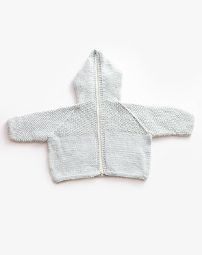 Seed & Stockinette Stitch - Blue Knit Baby Sweater